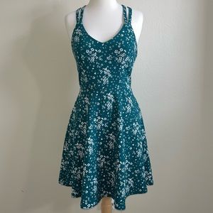 Francesca’s Lana Floral Fit and Flare Mini Dress with Crossed Strap Back